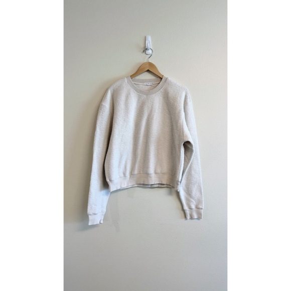 Good American Sherpa Boyfriend Sweatshirt in Bone - Picture 2 of 9